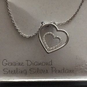 Sterling silver & Diamond heart Necklace